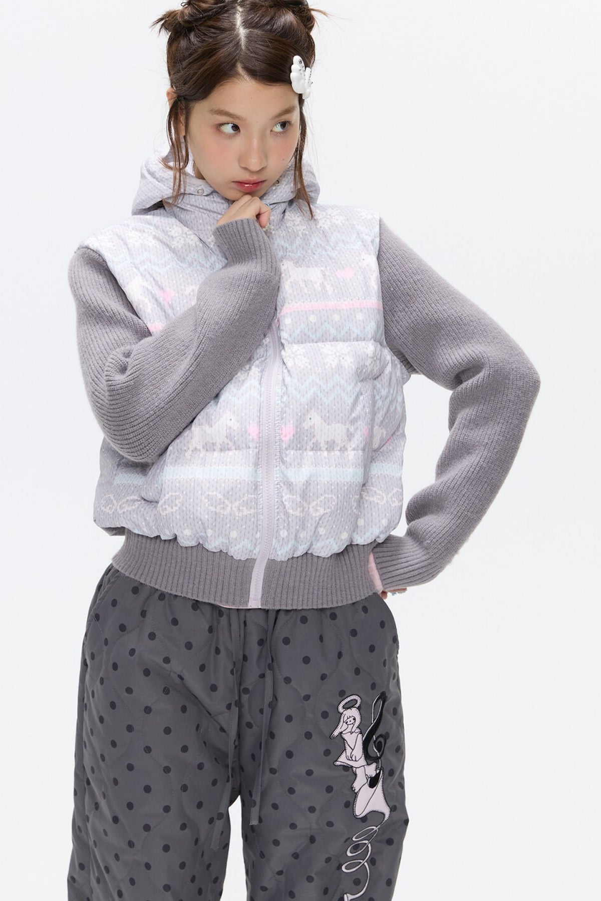 Fair Isle Sweater Down Coat