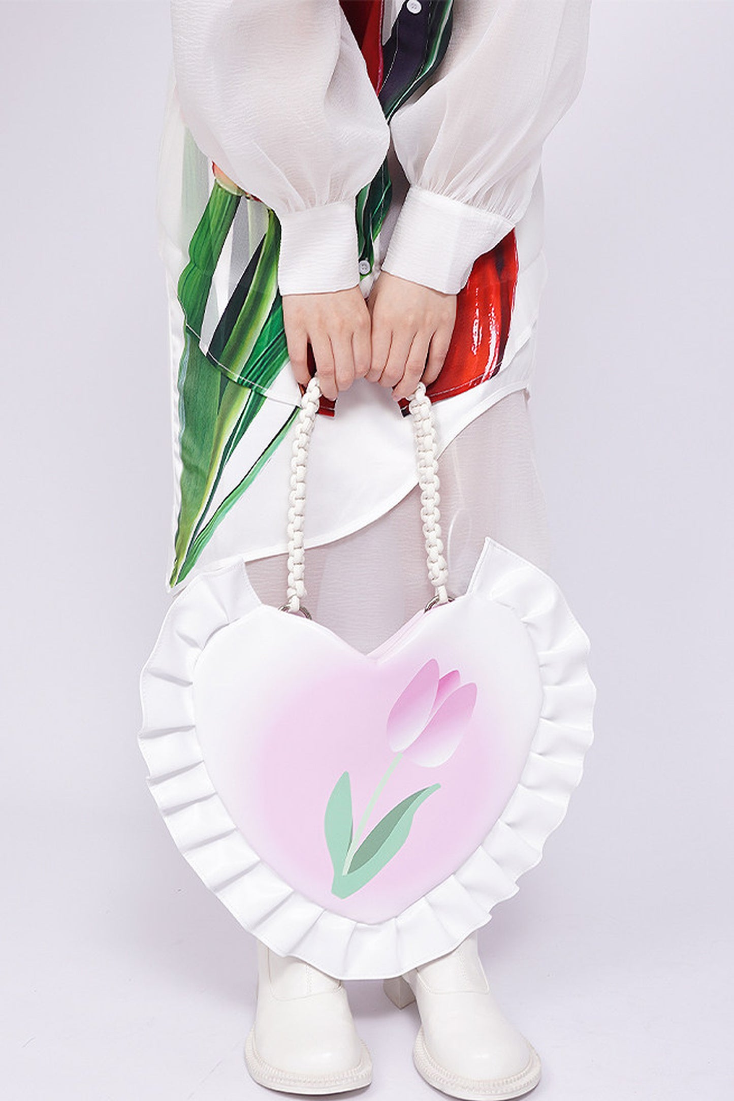 Tulip Heart Woven Crossbody Bag