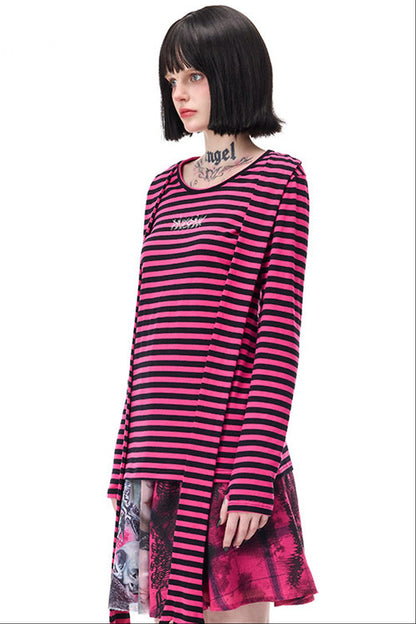 Striped Rivet Glove Sleeve Top