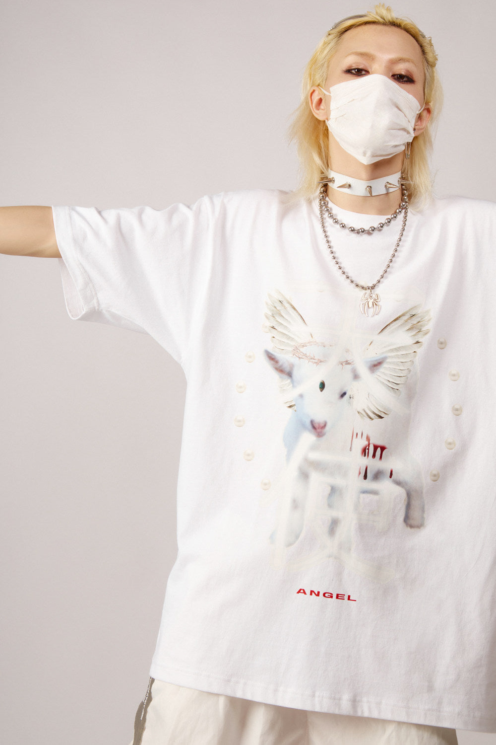 White Angel Print Cotton T-Shirt