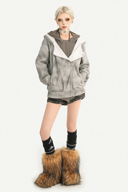 Y2K Layered-Look Hooded Jacket