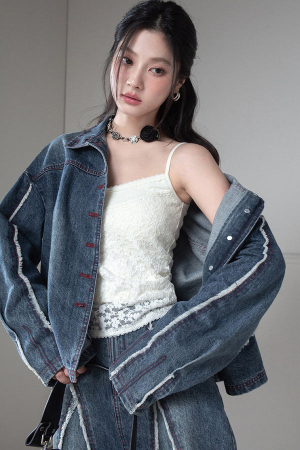 Knitted Lace Shadow Floral Camisole