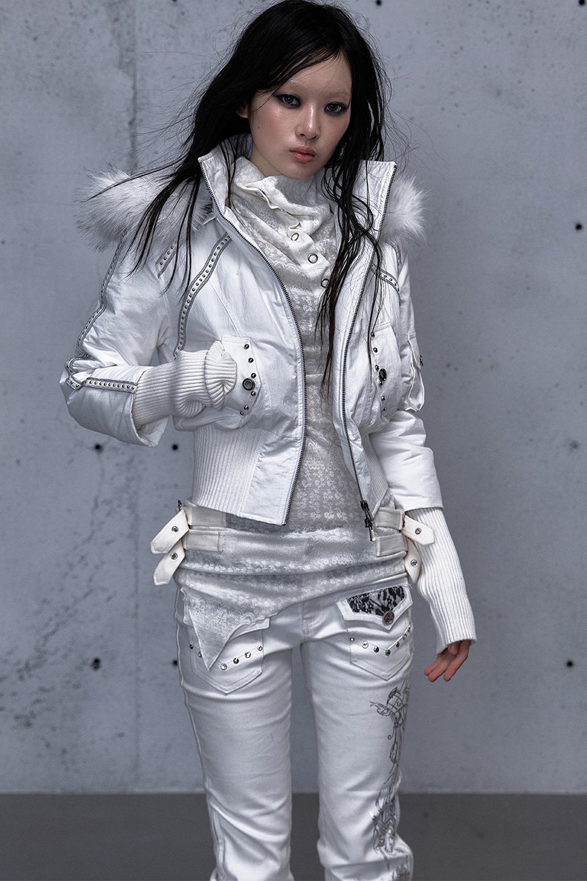Hooded Fur Collar Parka Outer