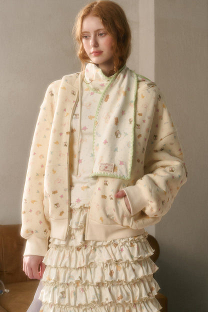 Set aus Sweatshirt mit verspieltem Print und Stufenrock