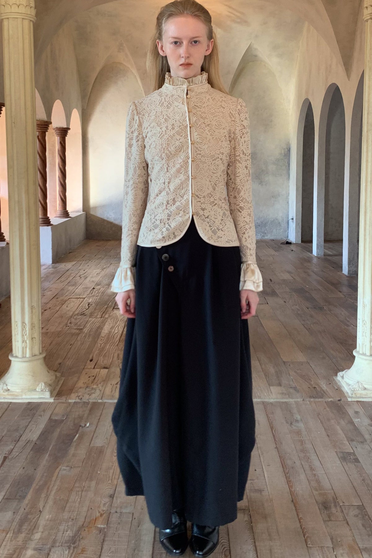 Asymmetrical Button Wide-Leg Pants