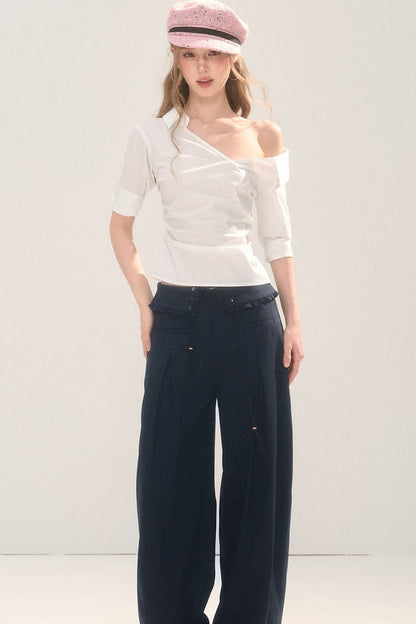 Asymmetrical Off-Shoulder Blouse