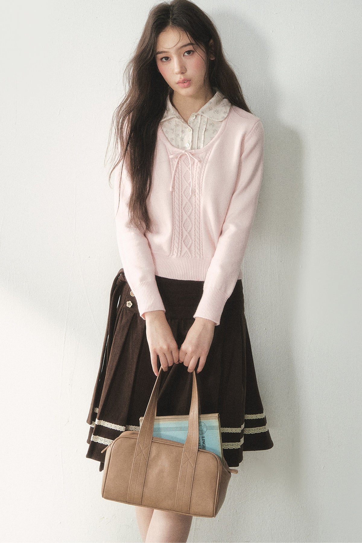 Floral Collar Tie Sweater
