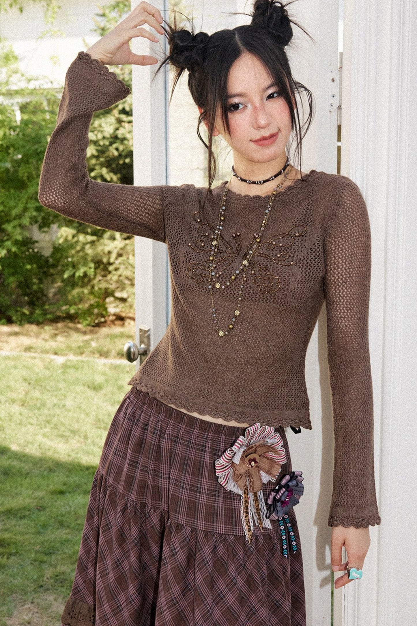 Butterfly Crochet Knit Top