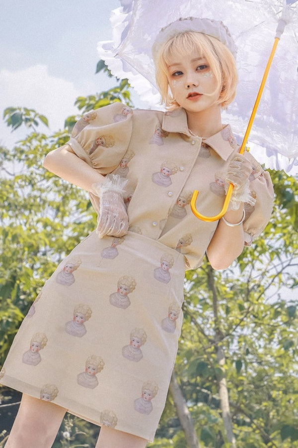 Hand-Painted Sheep Doll Printed Shirt