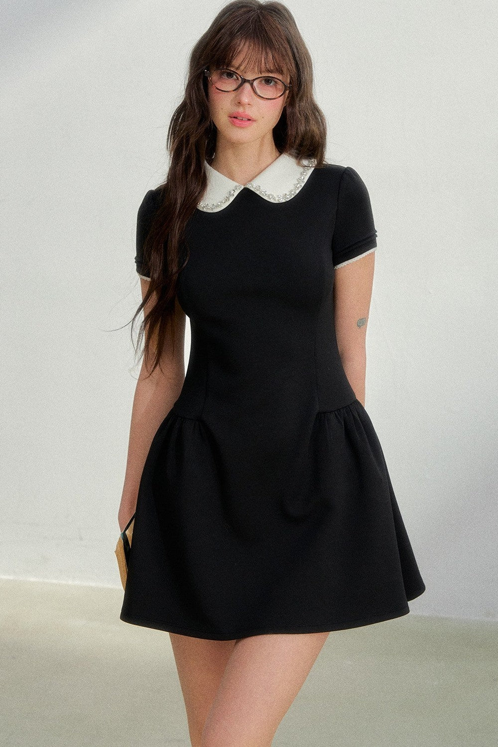 Retro Rhinestone Air Layer Dress