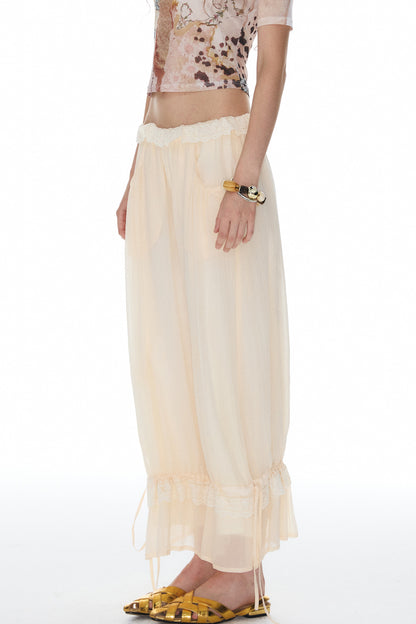 Beige Lace Lantern Pants