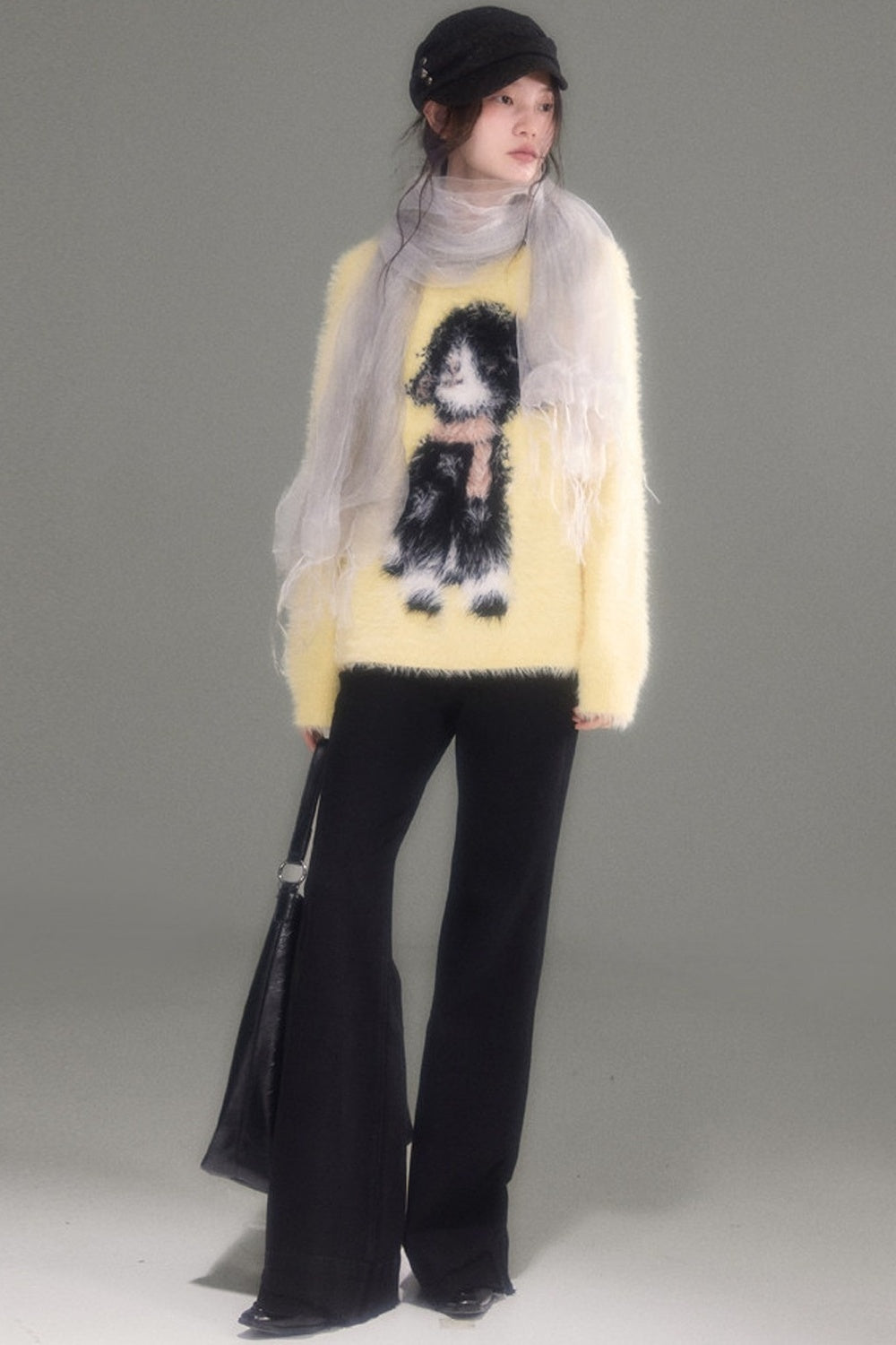 Eared Lamb Faux Mink Pullover Sweater