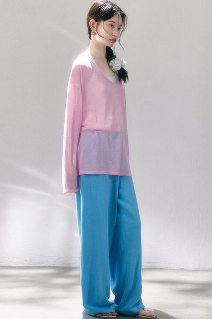 Linen Blend Air Wide-Leg Trousers