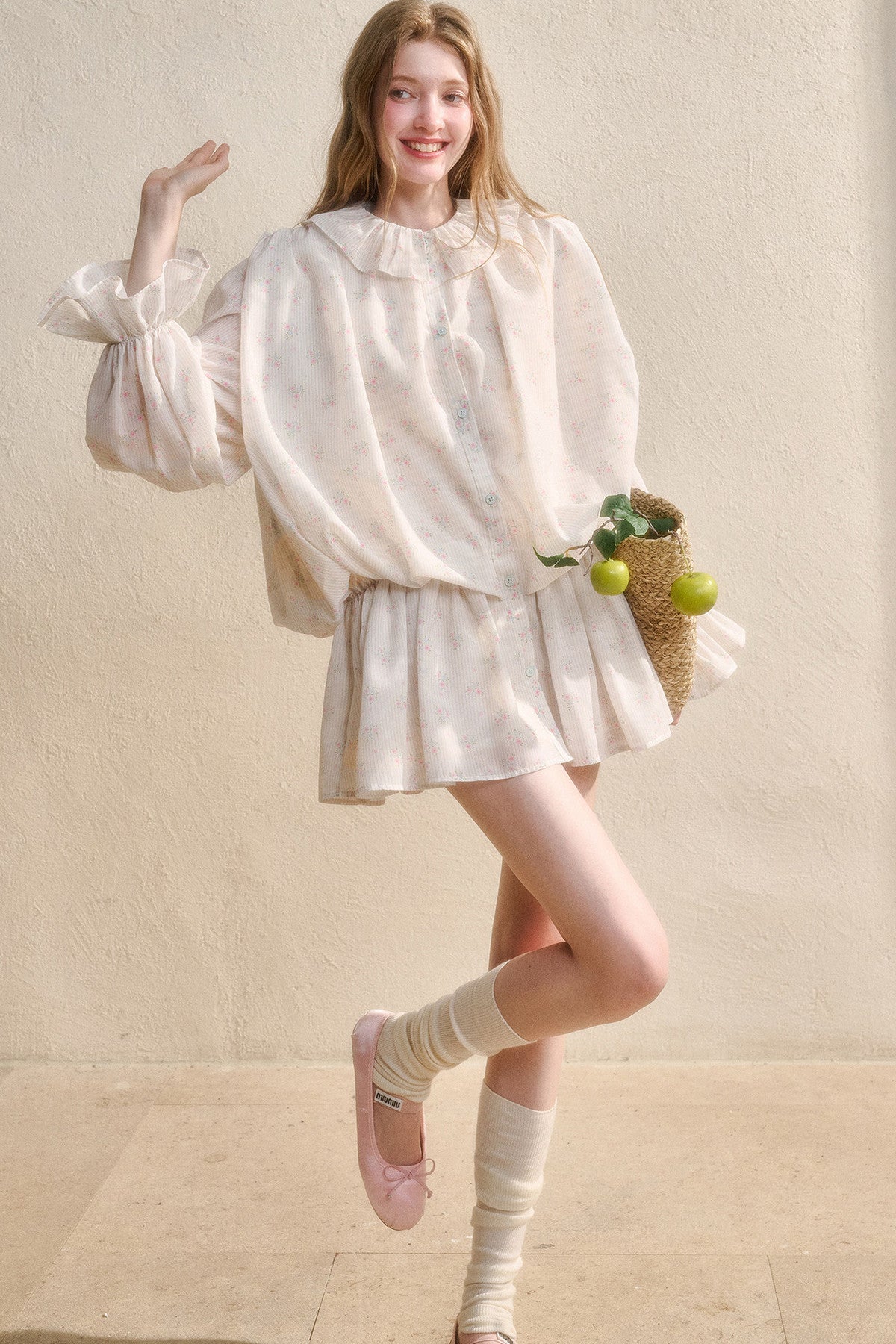 Floral Ruffle Shirt Dress