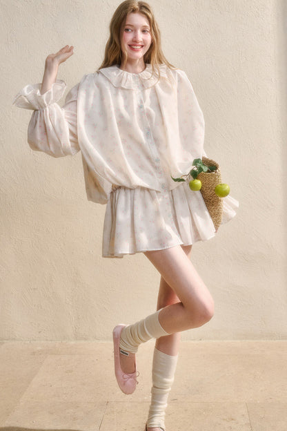Floral Ruffle Shirt Dress