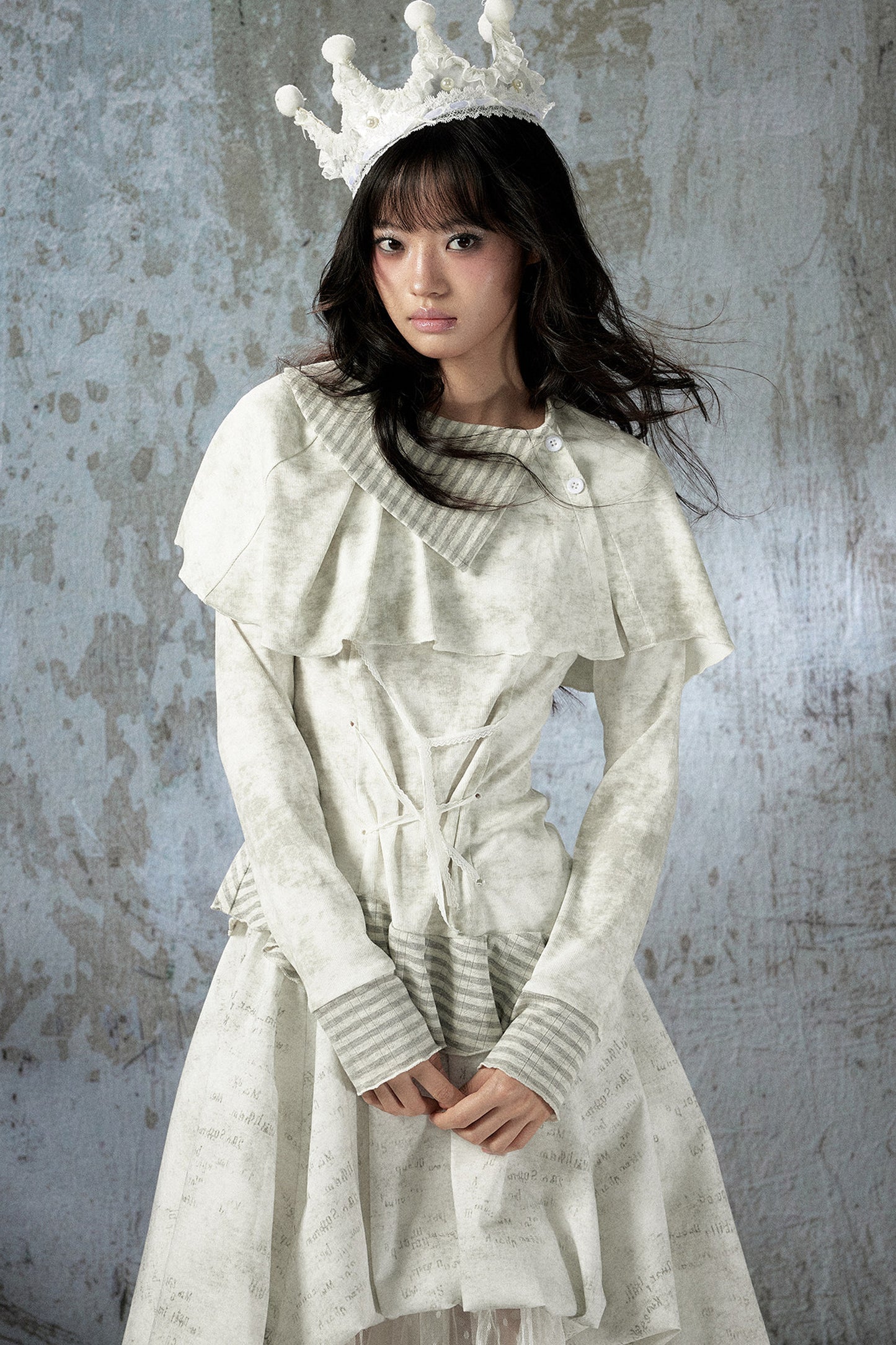 Asymmetrical Lapel Long-Sleeve Striped Patchwork Top