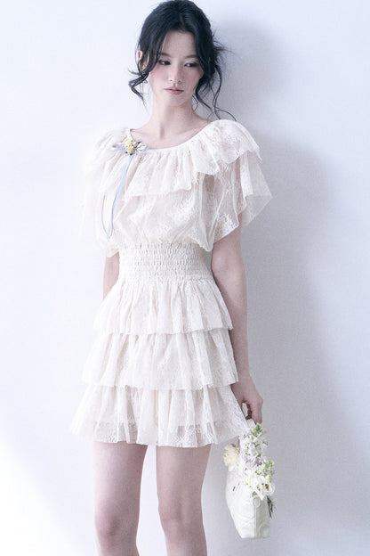 Layered Lace Ruffle Dress