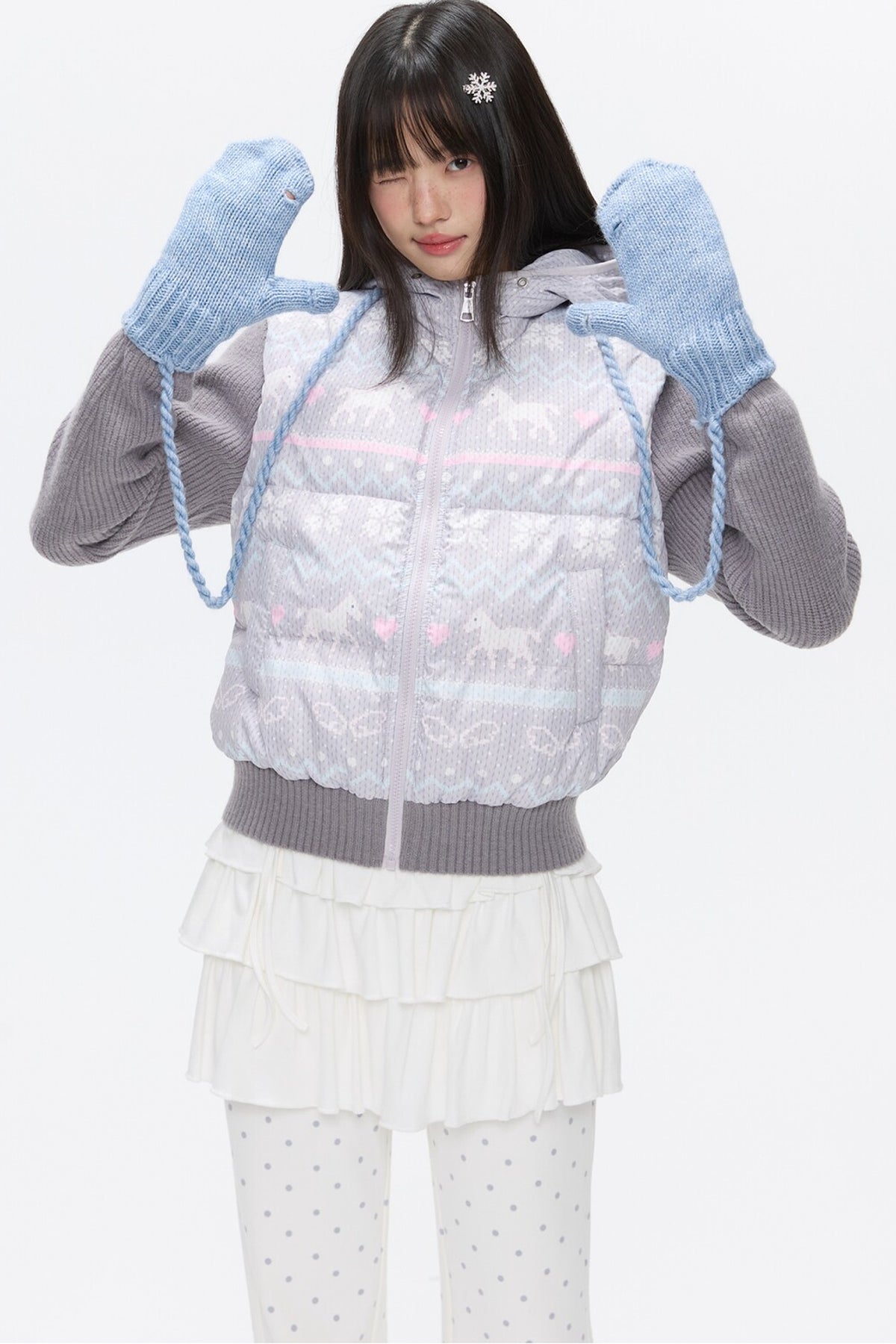 Fair Isle Sweater Down Coat