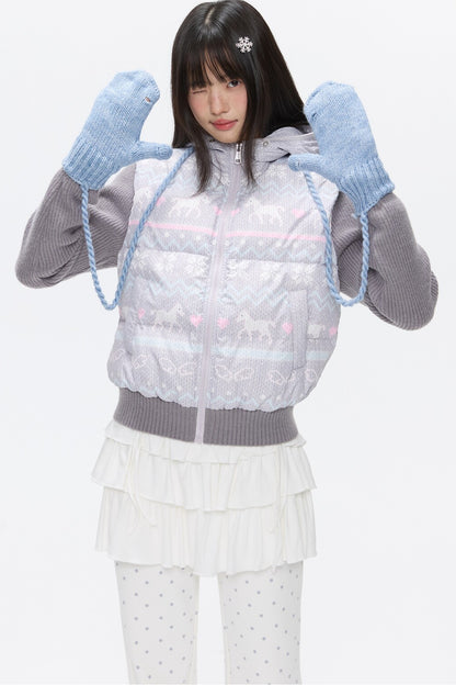 Fair Isle Sweater Down Coat