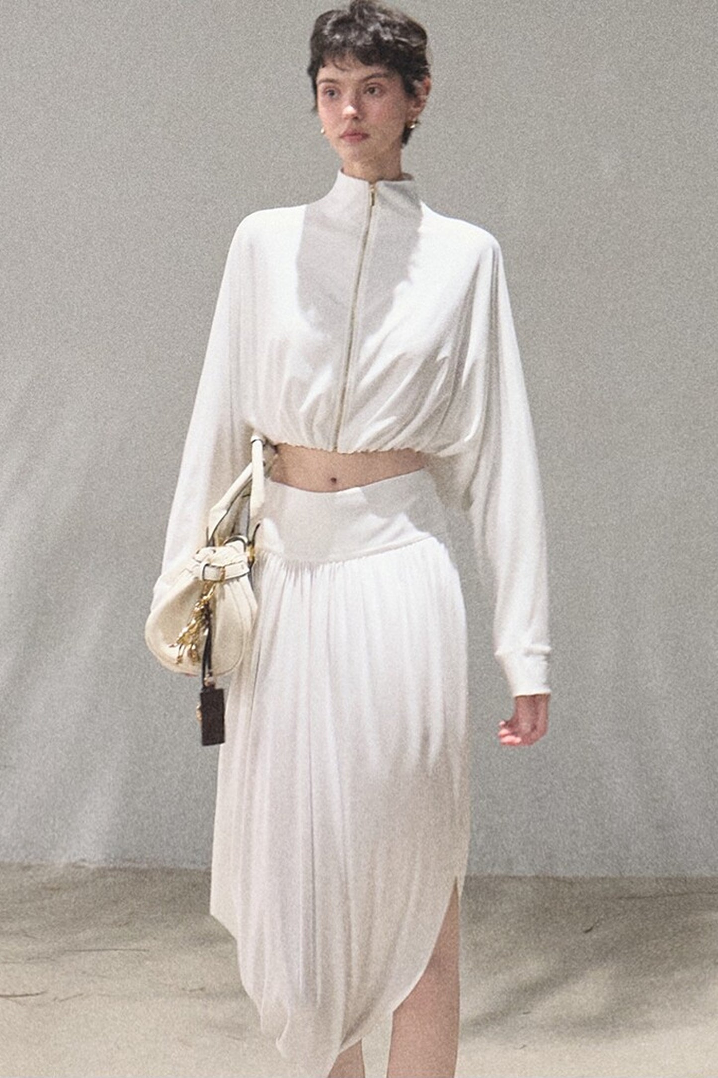Irregular High-Waisted Slit Skirt