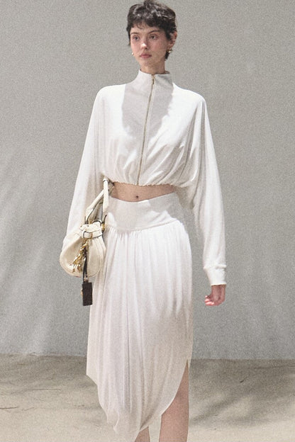 Irregular High-Waisted Slit Skirt