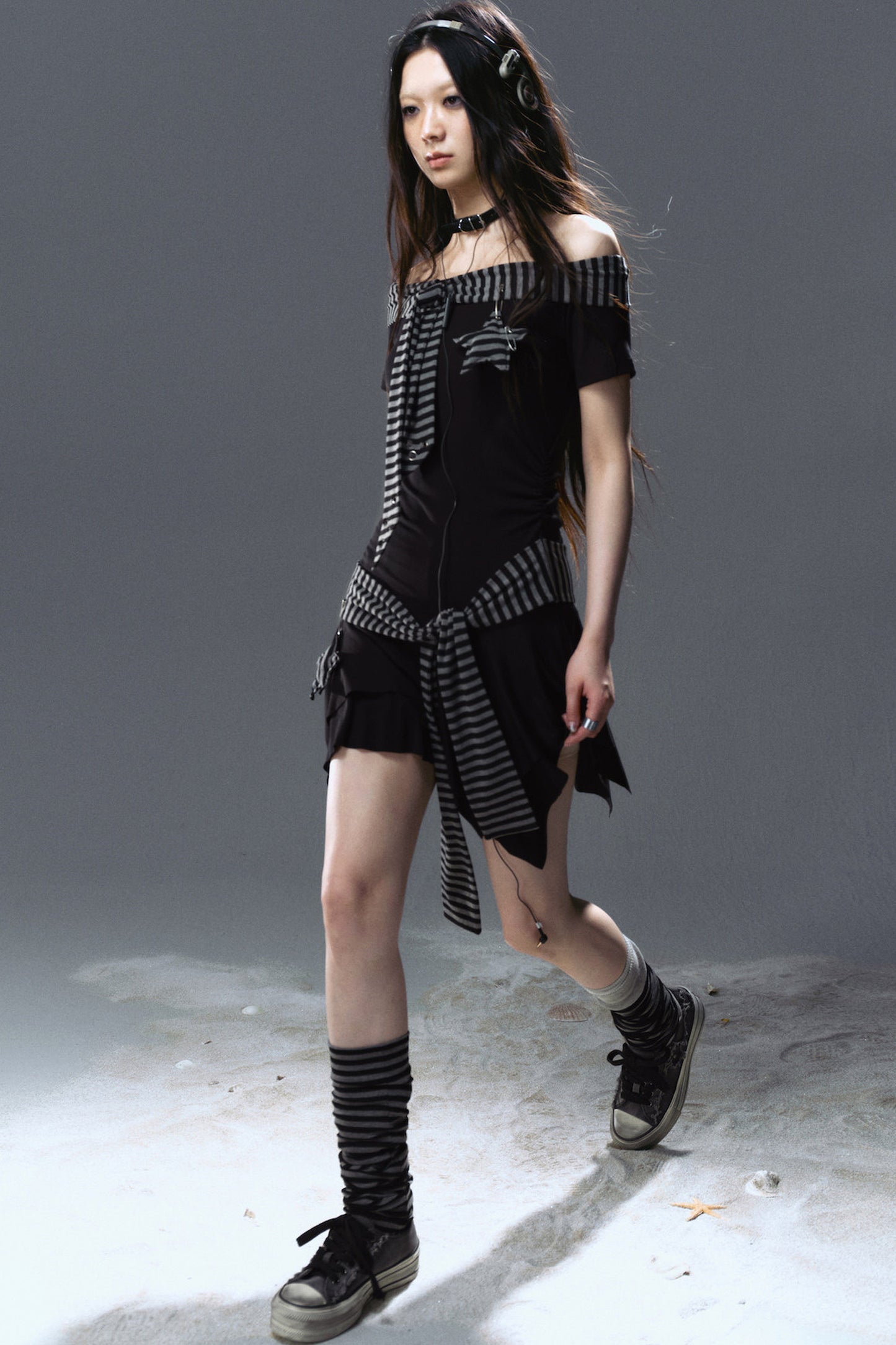 Striped Star Pendant Tie Dress