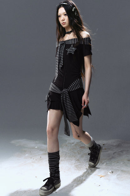 Striped Star Pendant Tie Dress