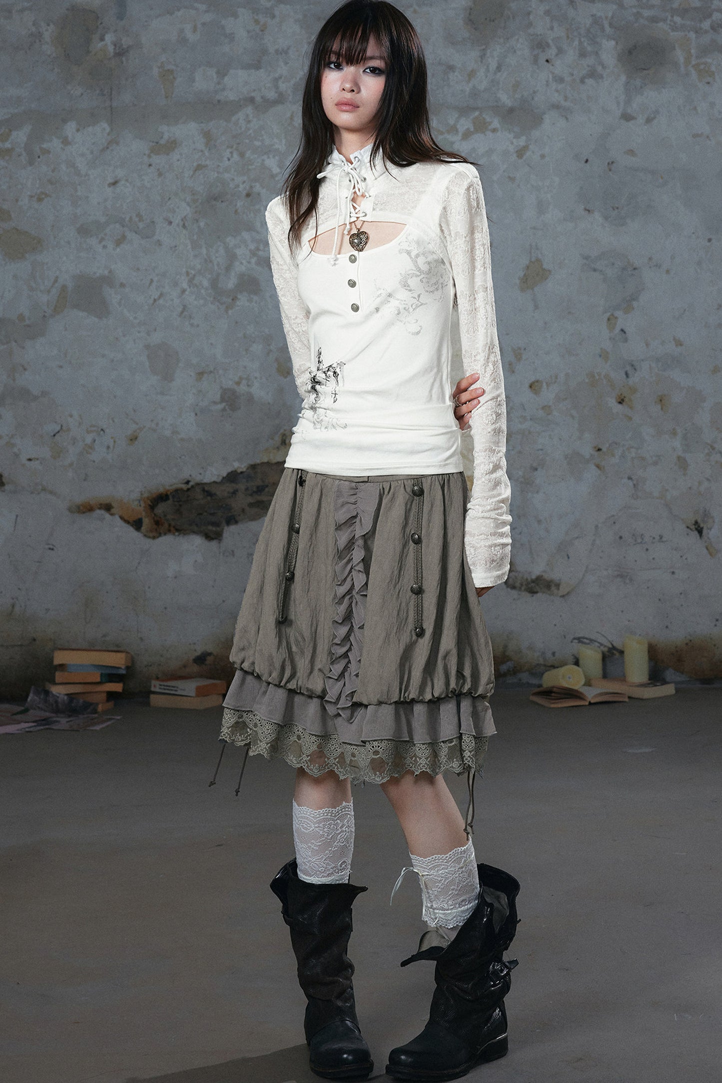Chiffon Lace Floral Skirt