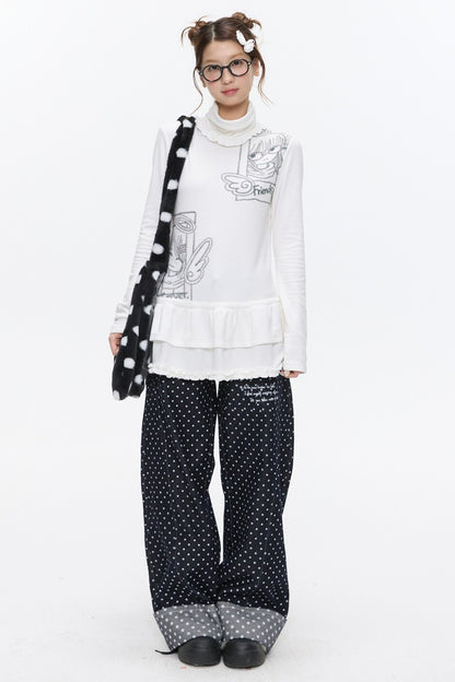 Embroidery Polka Dot Jeans