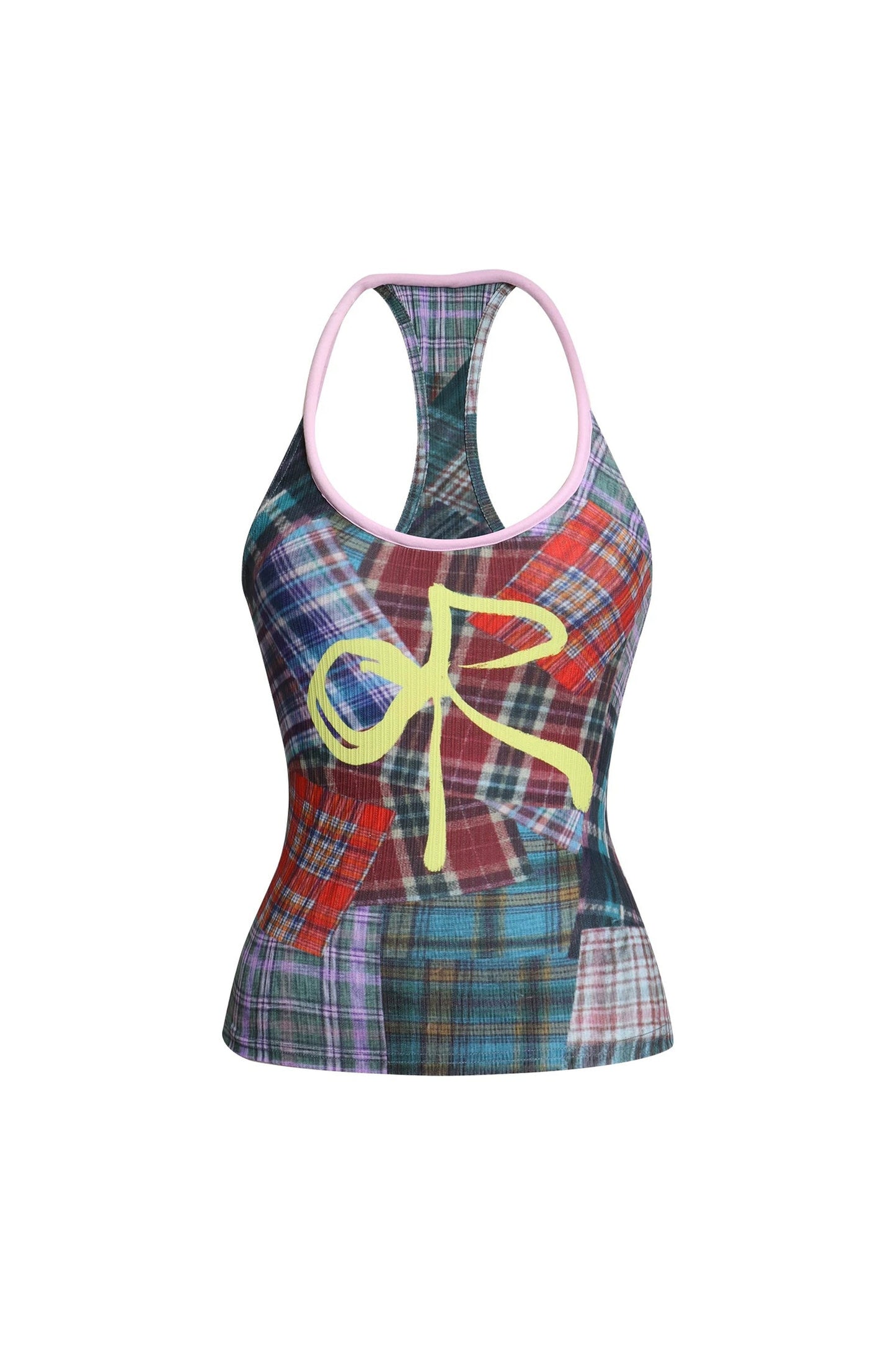Color-Block Plaid Bow Camisole