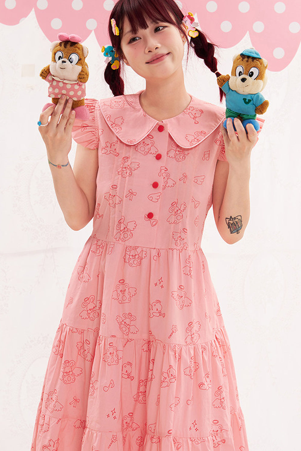 Flutter Sleeve Pink Dress