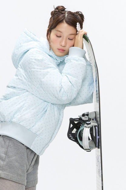 Hooded Polka Dot Down Jacket