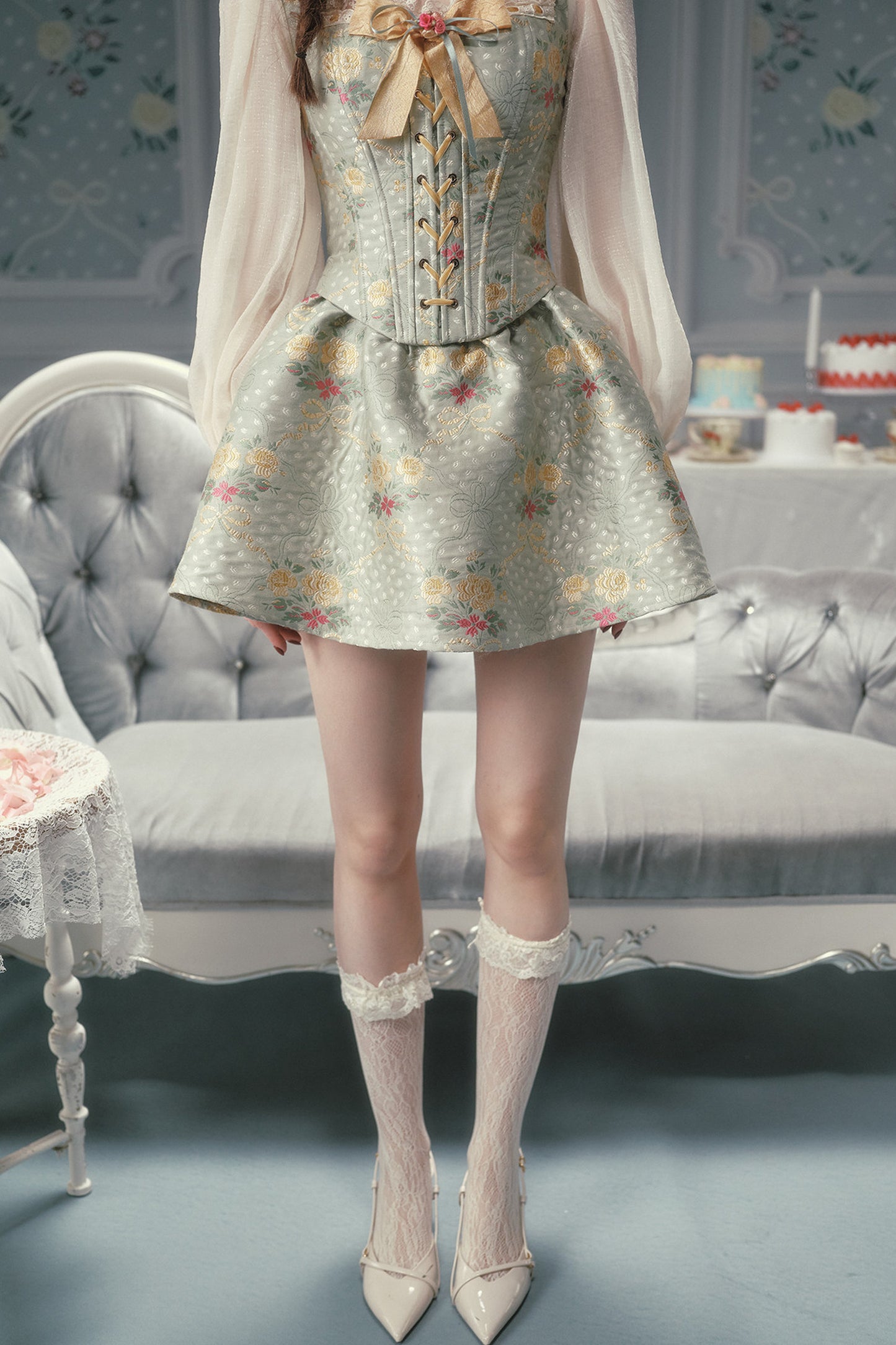 French Retro Fishbone Corset Short Dress