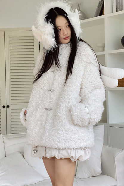 Detachable Angel Wings Furry Coat