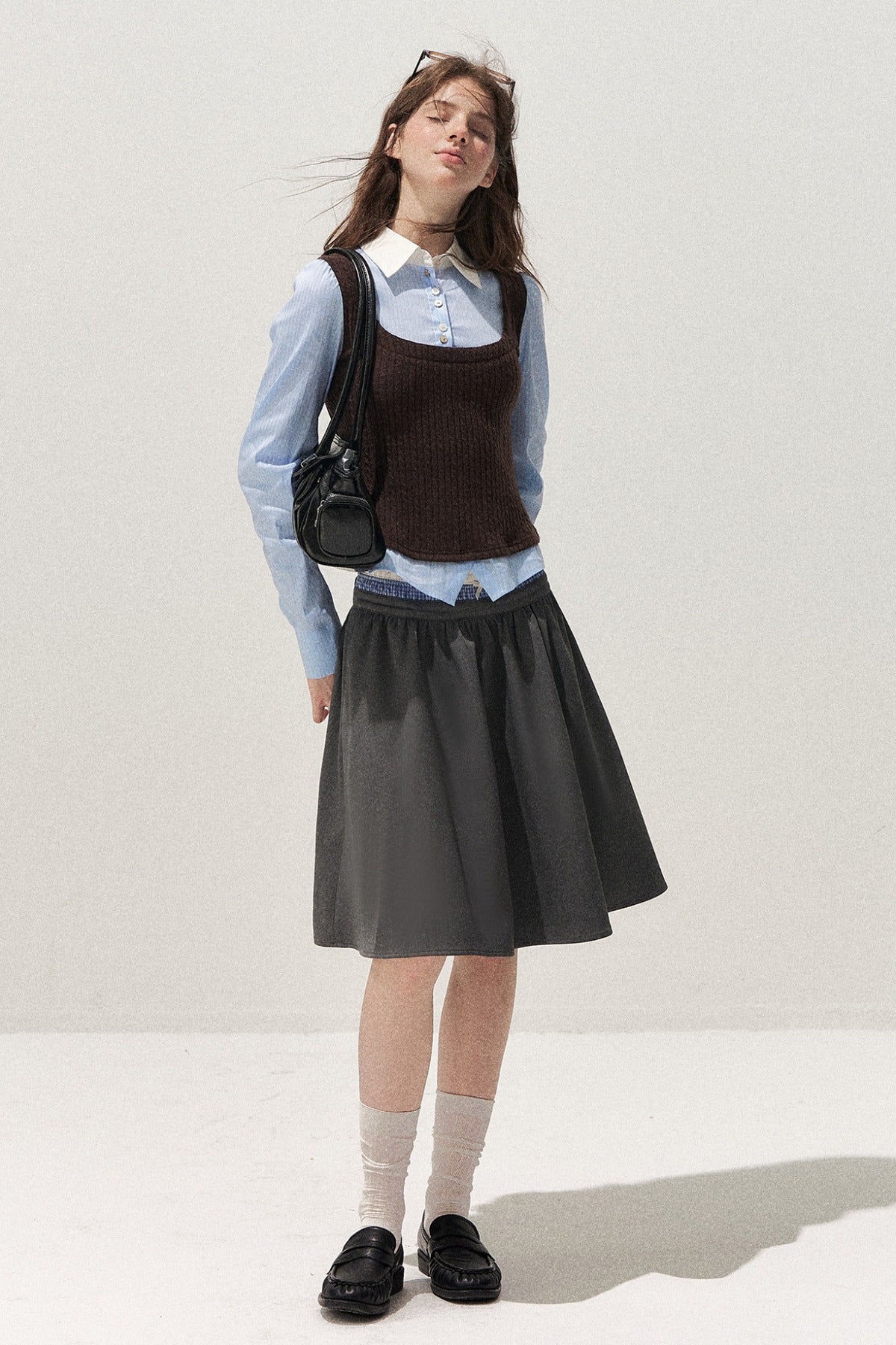 Spliced Waist A-Line Skirt