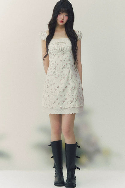 Floral Polka Dot A-Line Dress