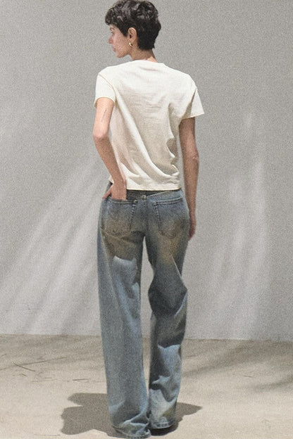 Vintage Hand-Painted Wide Leg Jeans Set