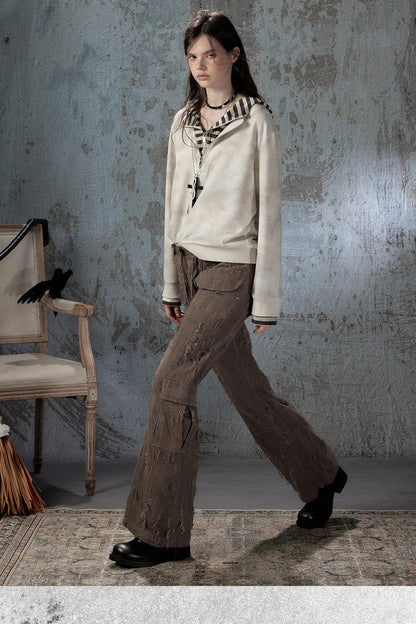 Light Ripped Straight Pants
