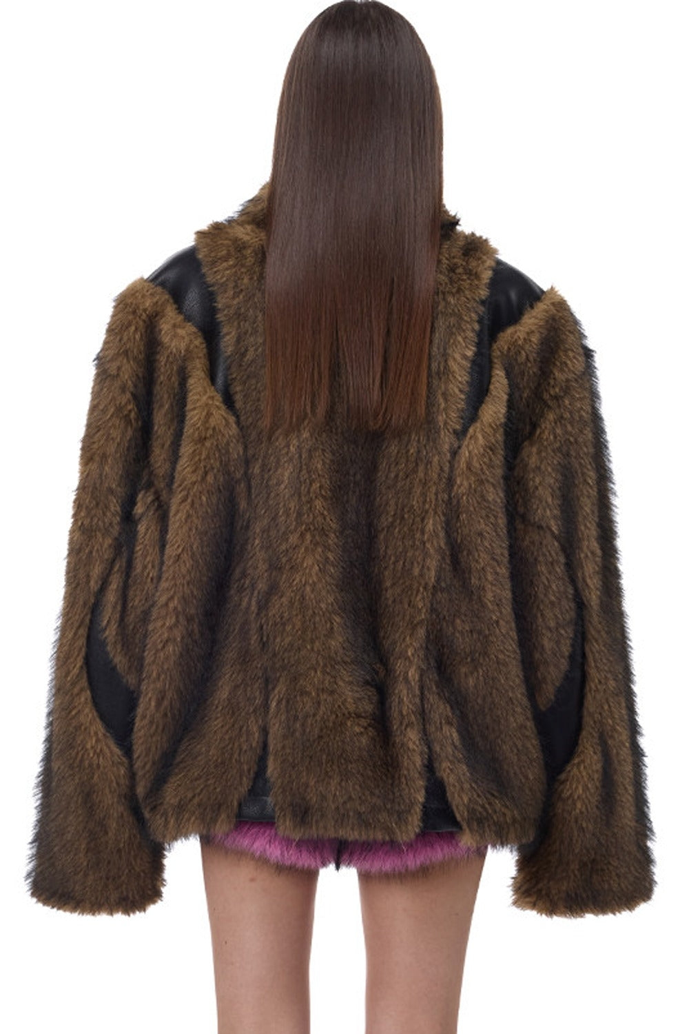 Y2K Leather Spliced Fur Jacket