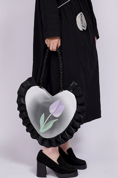 Tulip Heart Woven Crossbody Bag