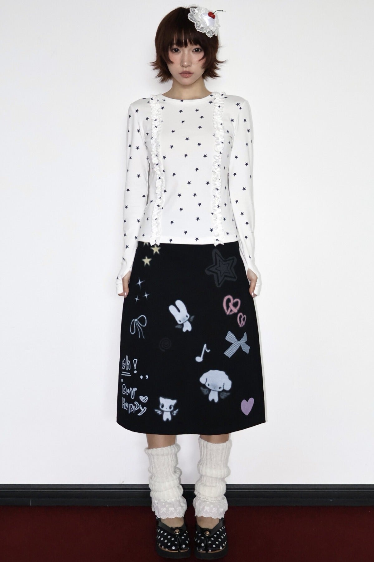 Two-Tone Star Long-Sleeve Top
