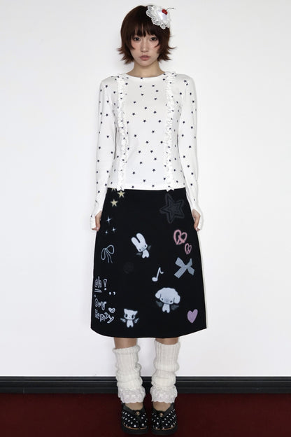 Two-Tone Star Long-Sleeve Top