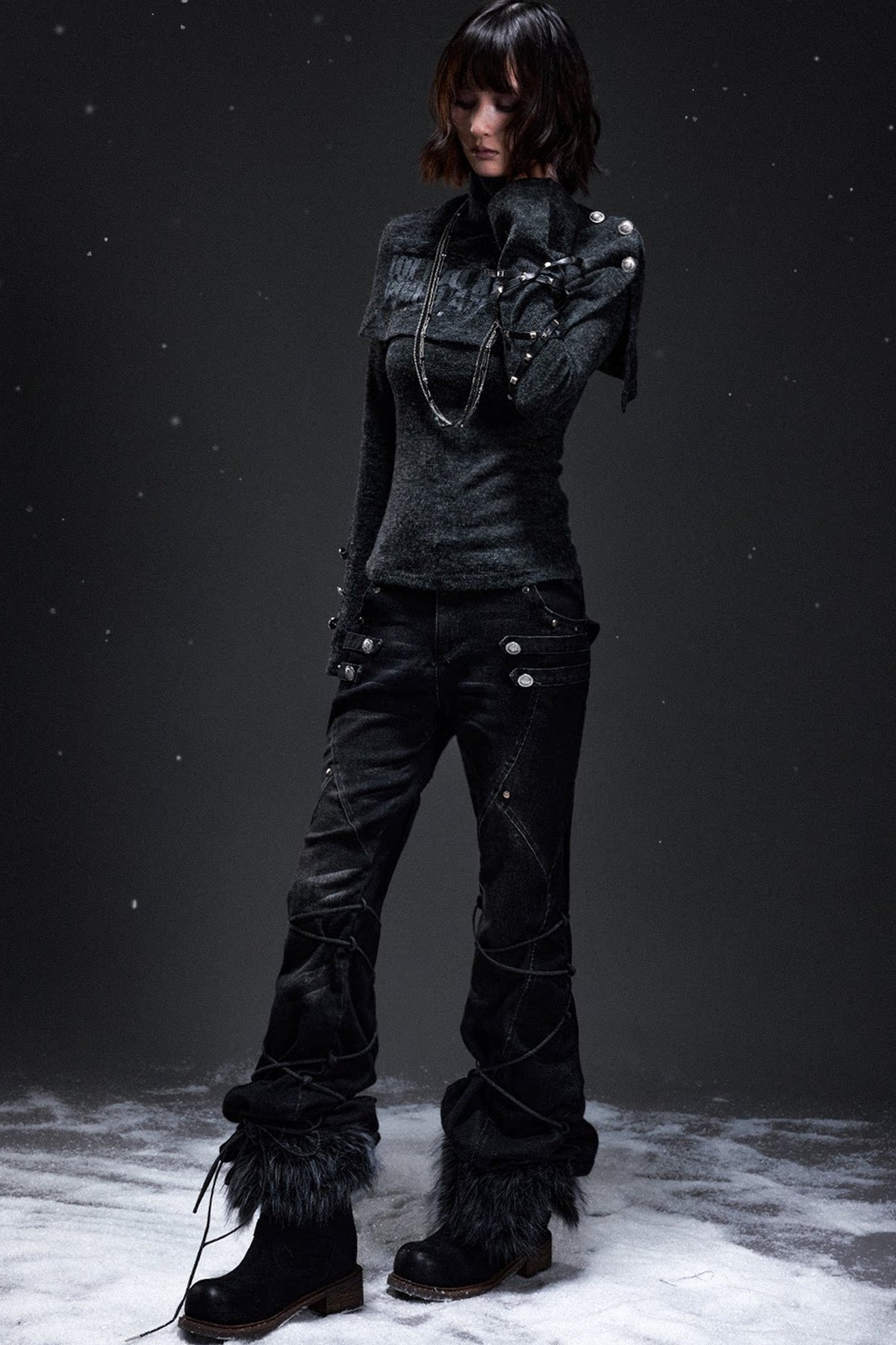 Punk Palace Lace-Up Flared Jeans