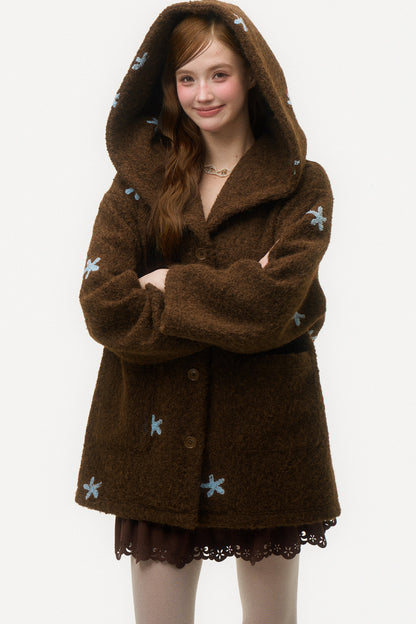 3D Embroidered Wool Coat