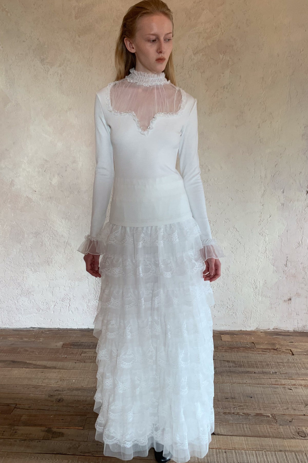 Elastic Waist Lace Cake Skirt