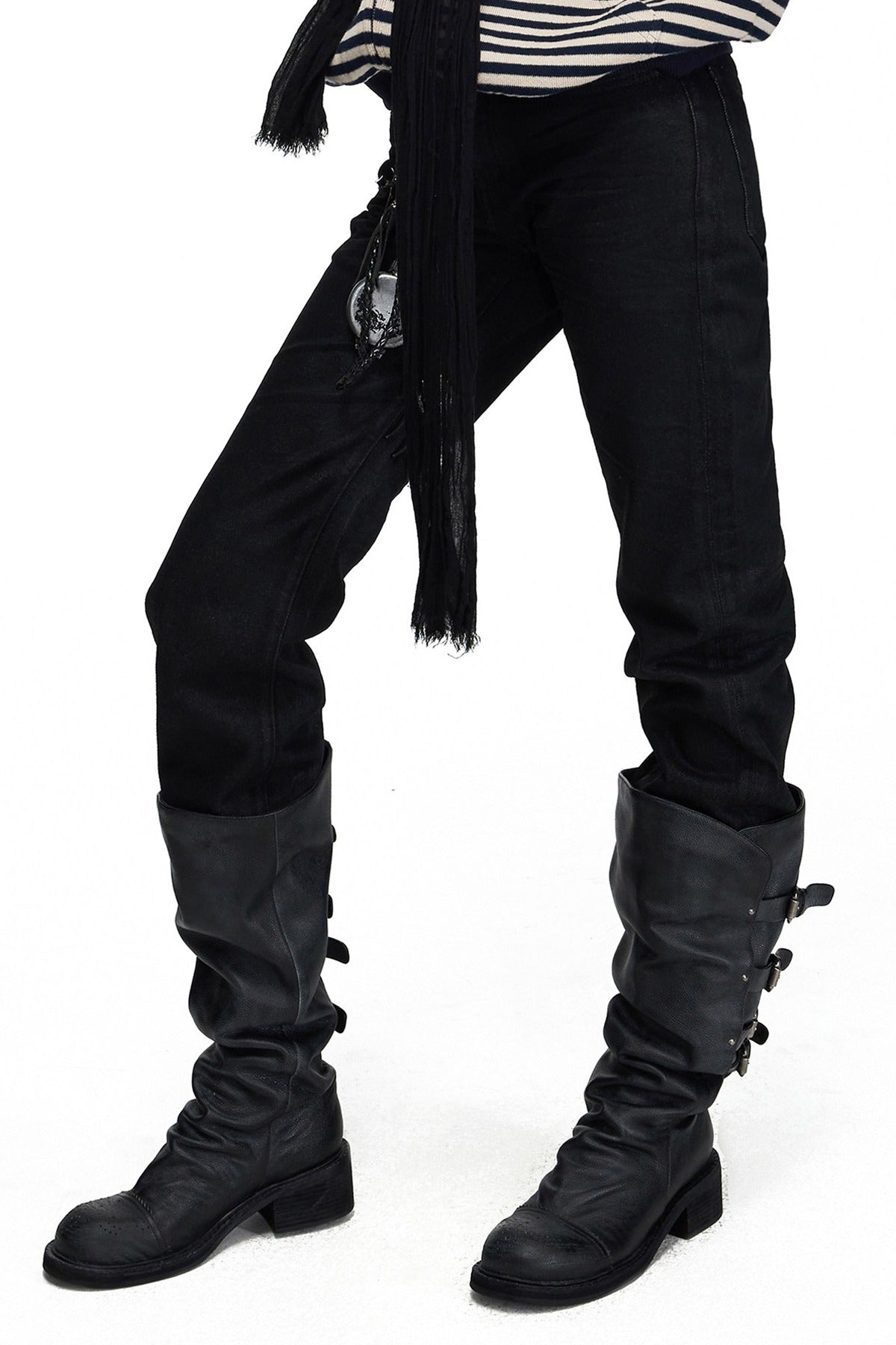 Matte Waxed Straight-Leg Jeans