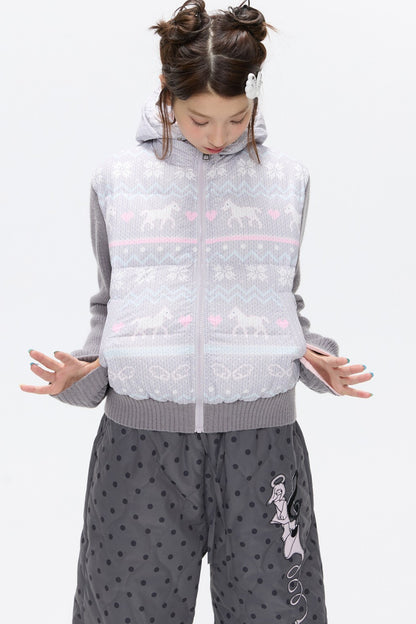 Fair Isle Sweater Down Coat