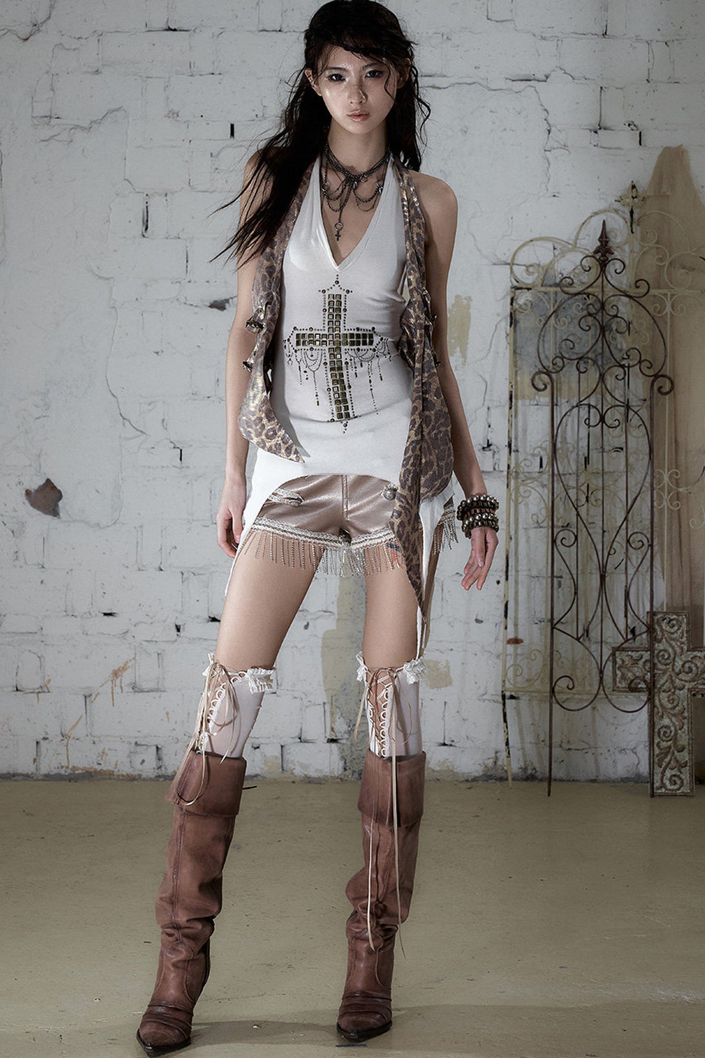Retro Punk Knitted Halter Top