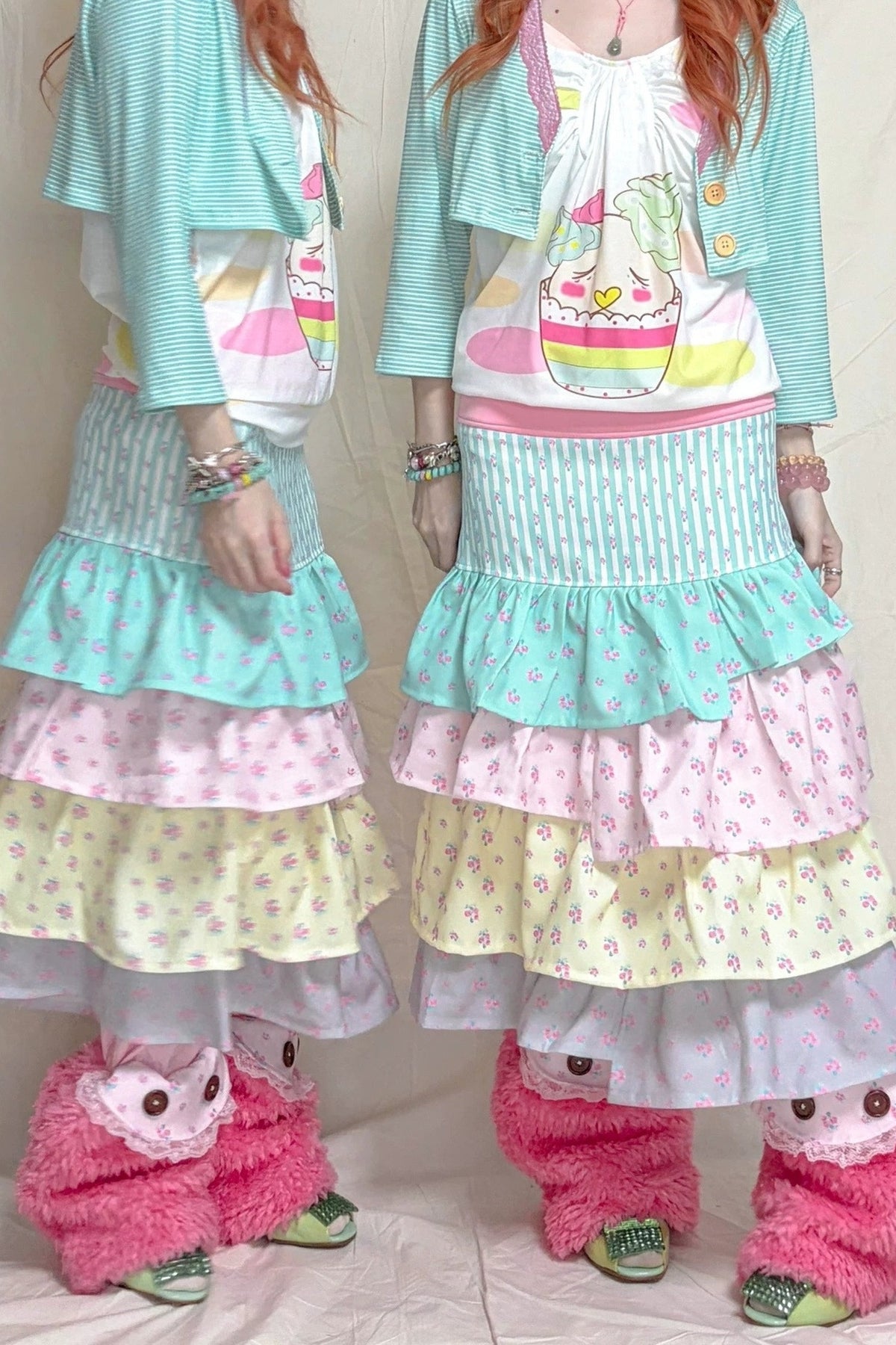 Multi-Layered Irregular Floral Skirt