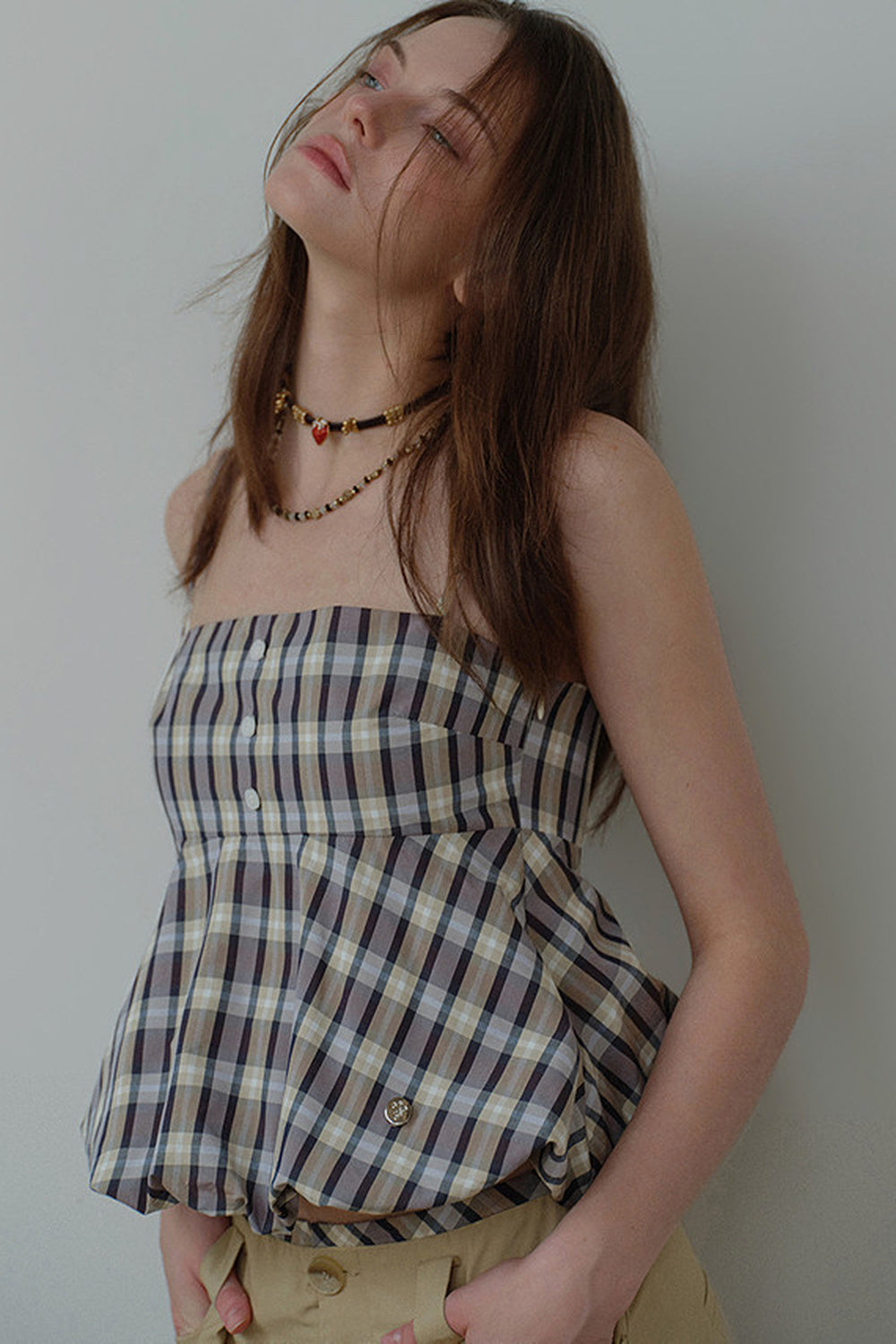 Retro Plaid Peplum Camisole